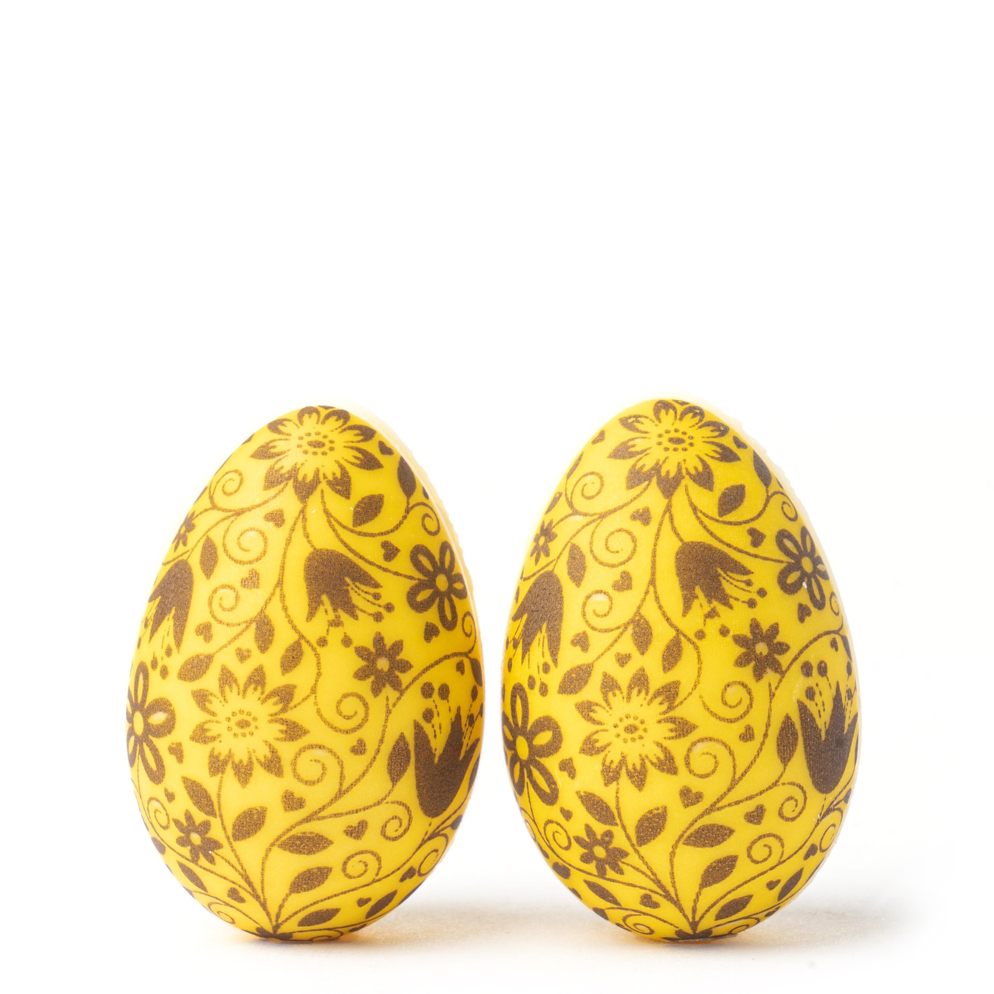 Яйца шоколадные 3D «Цветочная роспись» жёлтые 4х2,7 см, PCB Creation, Франция,  2 шт.  | Фото — Магазин Andy Chef  1