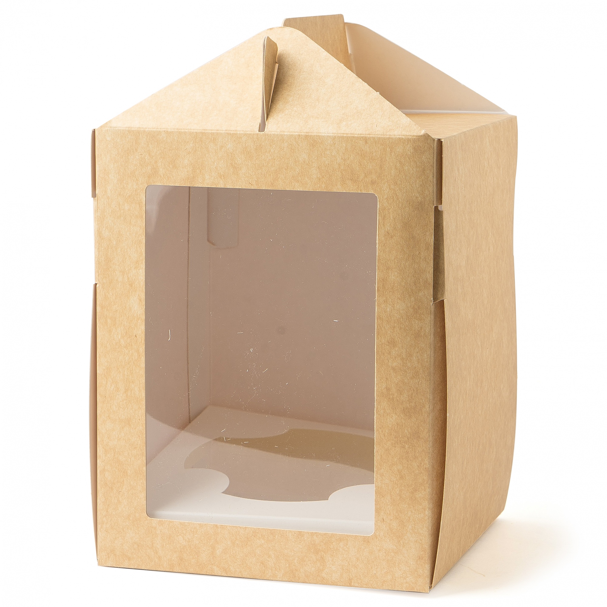 Коробка для кулича с окном и с ложементом Крафт 16х16х20 см, 50 шт.  | Фото — Магазин Andy Chef  1