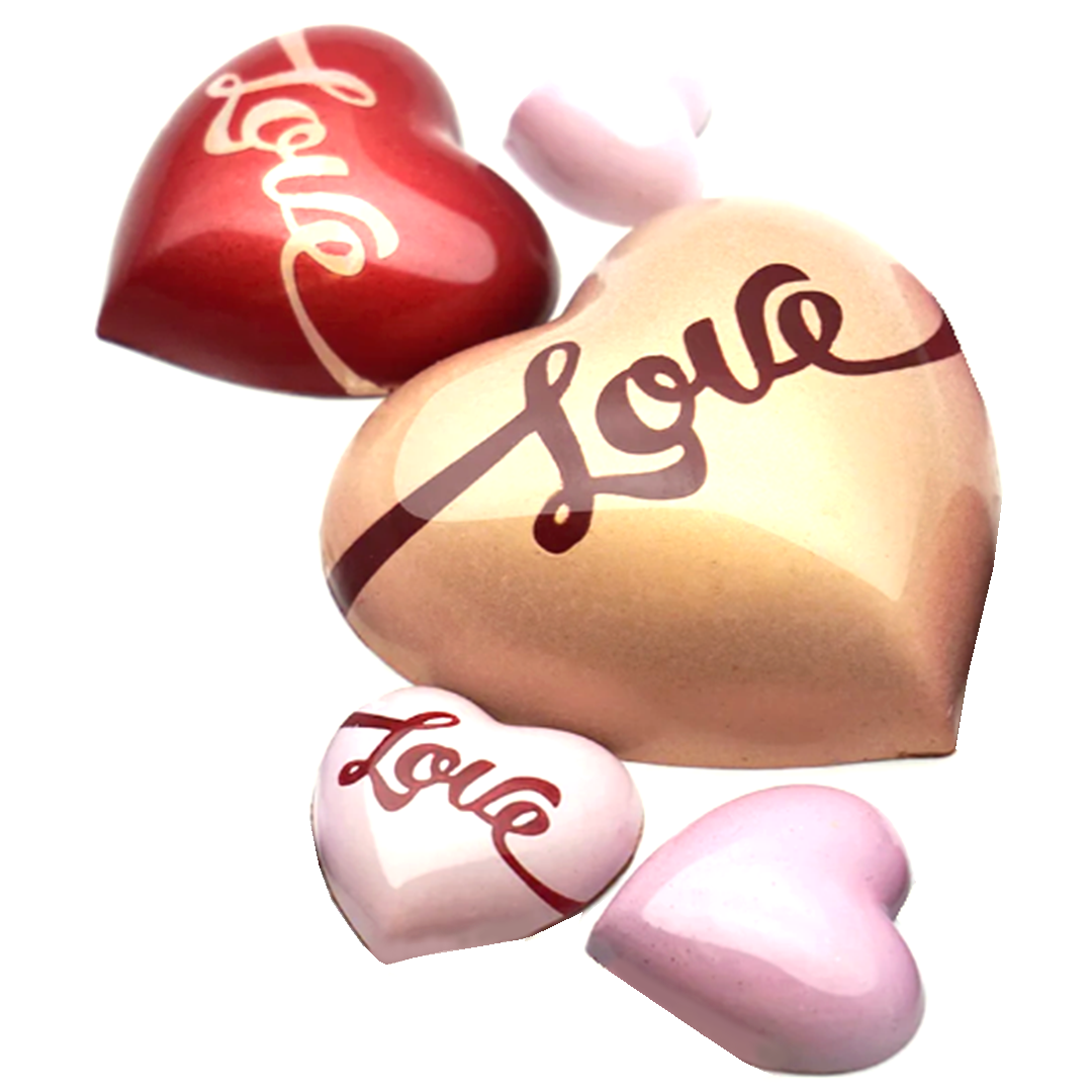 Набор пластиковых форм для шоколада «Сердца» 2 см, 3 см, 4,5 см, 6,4 см, 9,4 см, 51 ячейка, FoxcLab от Ольги Пениоза  | Фото — Магазин Andy Chef  1