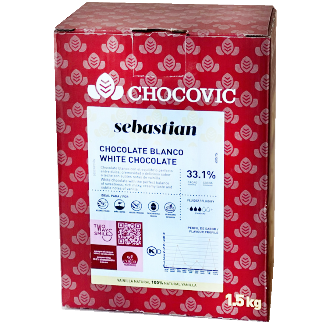 Шоколад белый Sebastian 33,1%, Chocovic, Россия, 1,5 кг  | Фото — Магазин Andy Chef  1