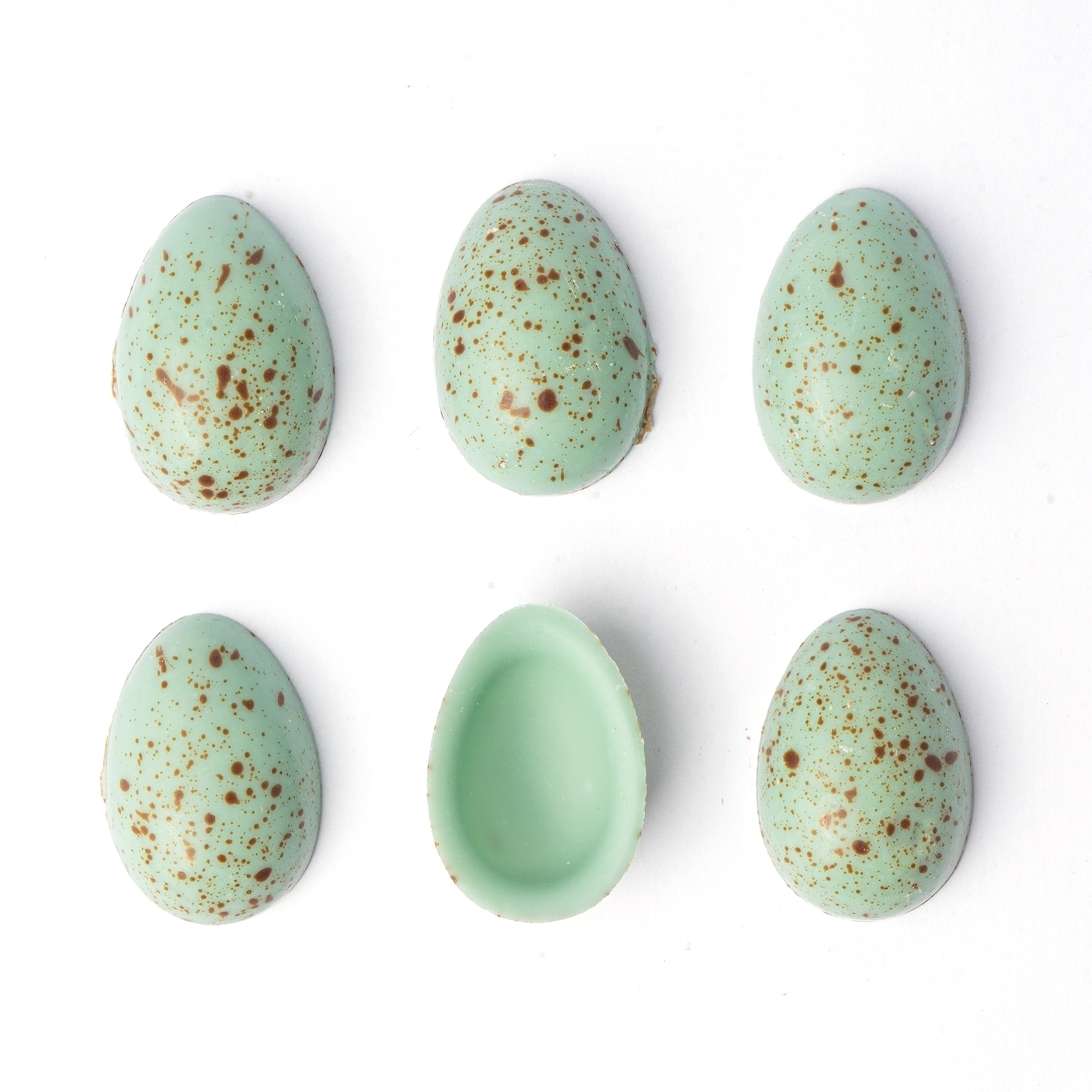 Яйца шоколадные «Колибри»  нежно-зелёные 3,3х2,2 см, Dobla, Бельгия, 3 шт. (6 половинок)  | Фото — Магазин Andy Chef  1