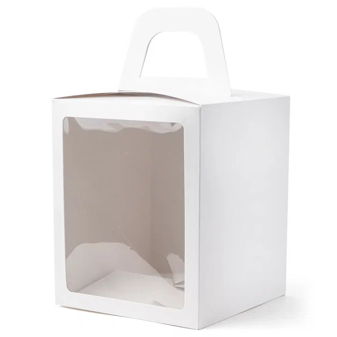 Коробка для торта с окном Белая 15х15х18 см, 50 шт.  | Фото — Магазин Andy Chef  1