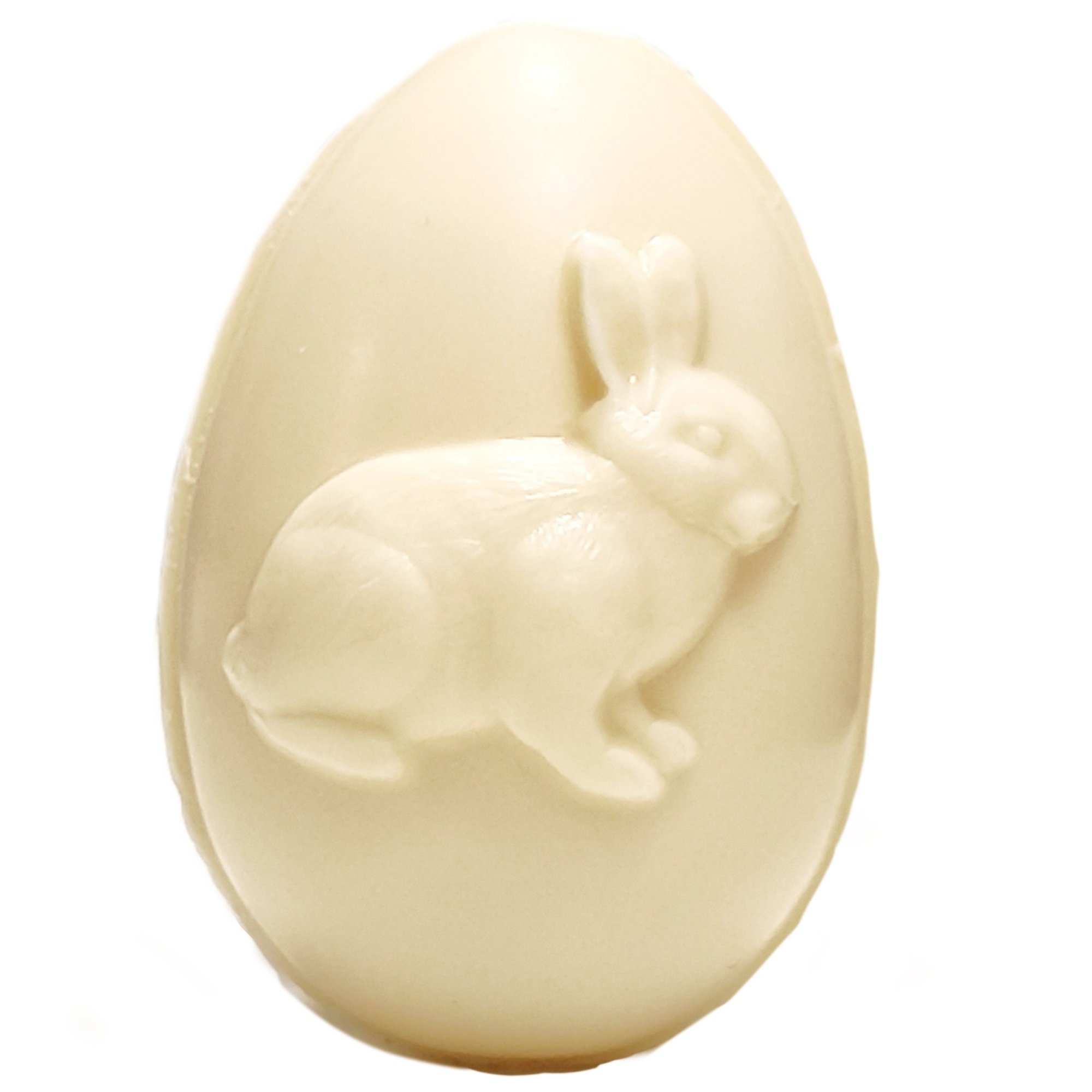 Шоколадное яйцо 3D «Пасхальный заяц» из белого шоколада 5х7 см  | Фото — Магазин Andy Chef  1