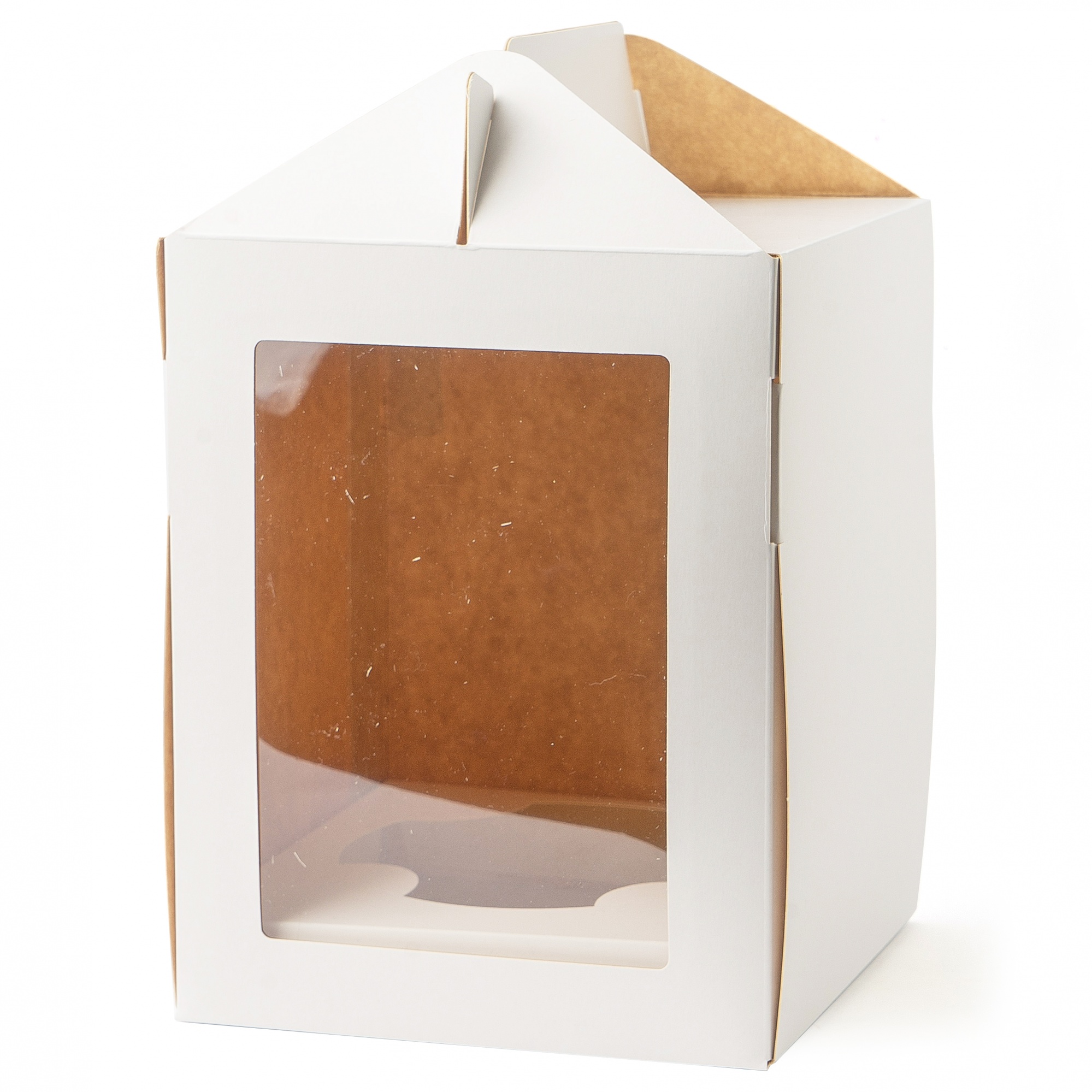 Коробка для кулича с окном и с ложементом Белая 16х16х20 см, 50 шт.  | Фото — Магазин Andy Chef  1