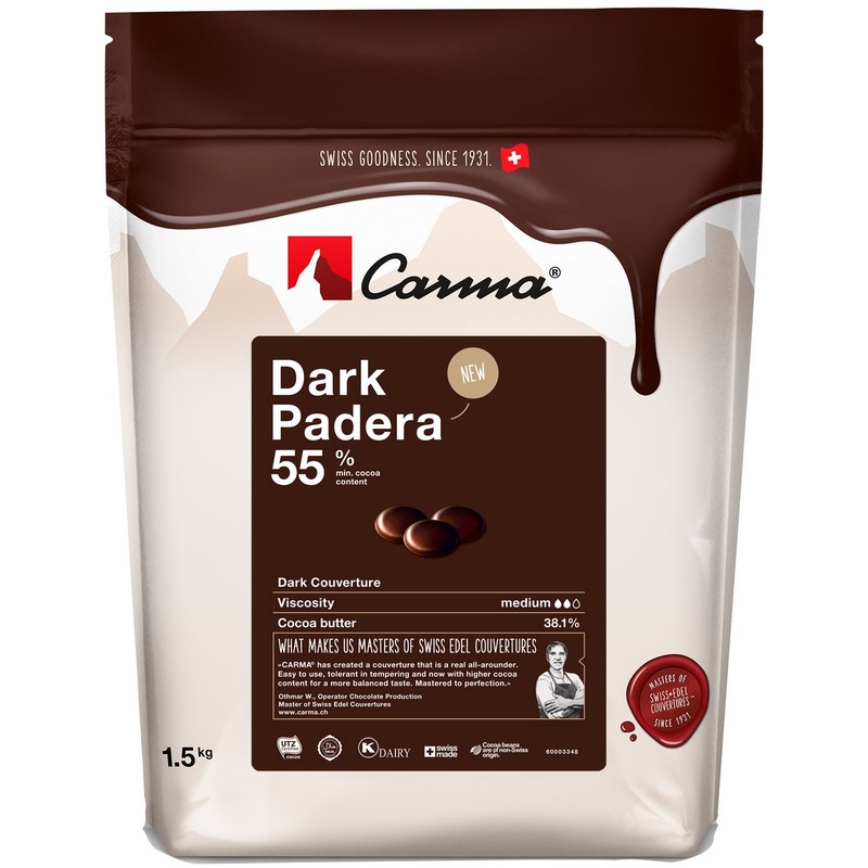 Шоколад тёмный Padera 55%, Carma, Швейцария, 1,5 кг  | Фото — Магазин Andy Chef  1