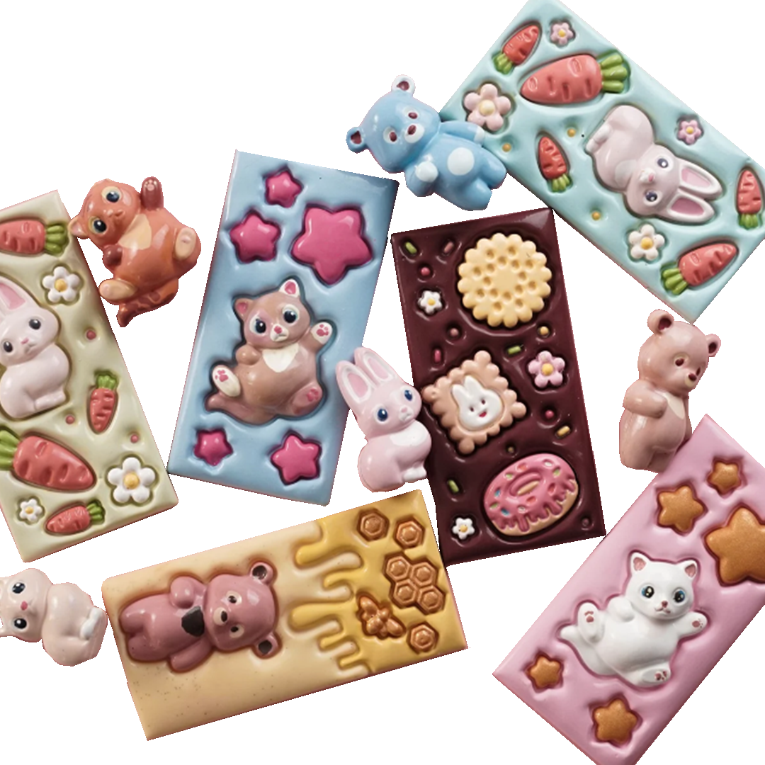Набор из 8 пластиковых форм для шоколада «Кавайоки», FoxcLab от Ольги Пениоза  | Фото — Магазин Andy Chef  1