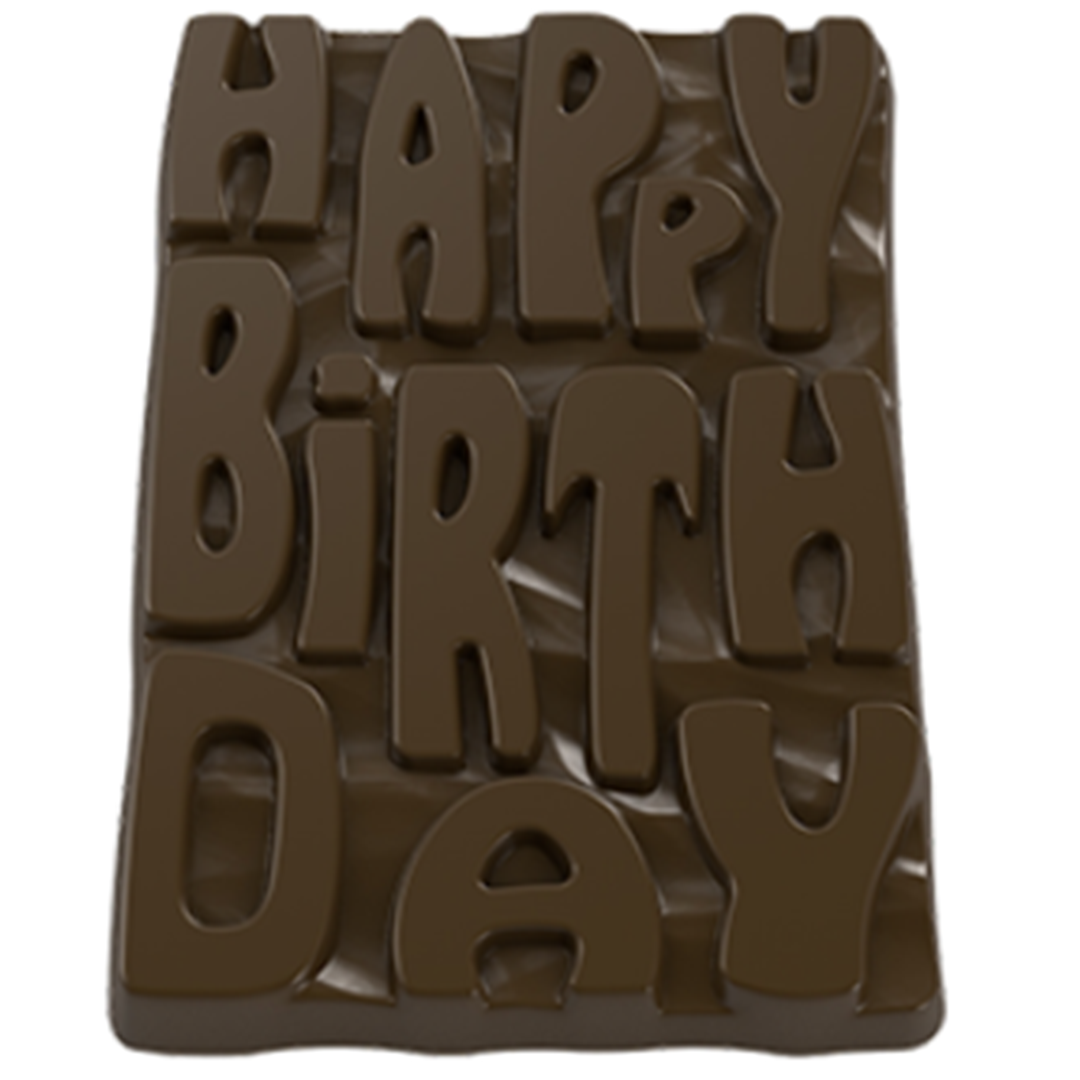 Форма для шоколада Happy birthday №395 поликарбонатная, 3 ячейки, Implast, Турция  | Фото — Магазин Andy Chef  1