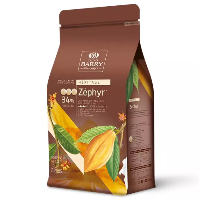 Шоколад белый Zephyr 34%, Cacao Barry, Франция, 1 кг  | Фото — Магазин Andy Chef  1